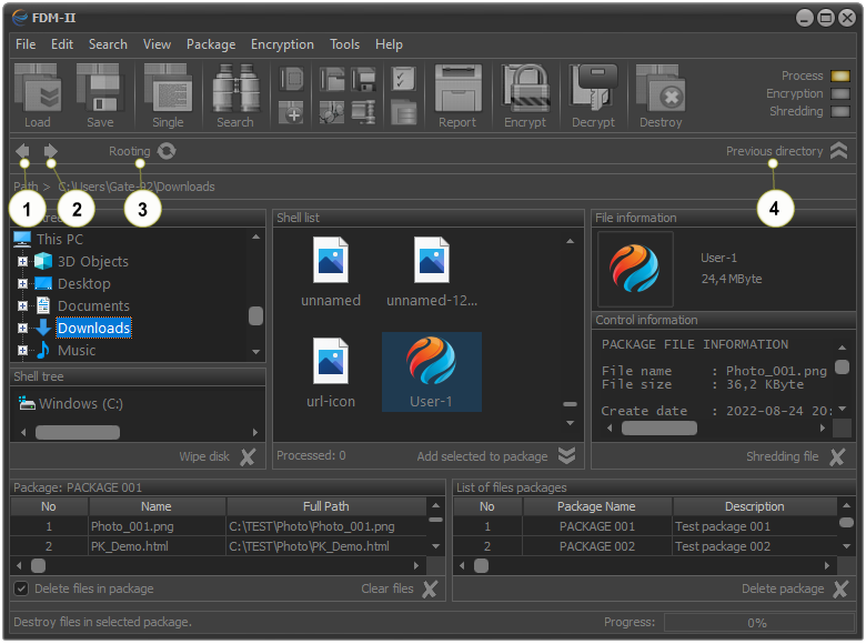 File Destroy Manager, FDM - control panel