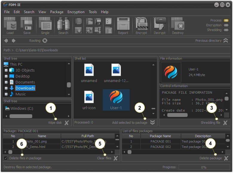 File Destroy Manager, FDM, control panel