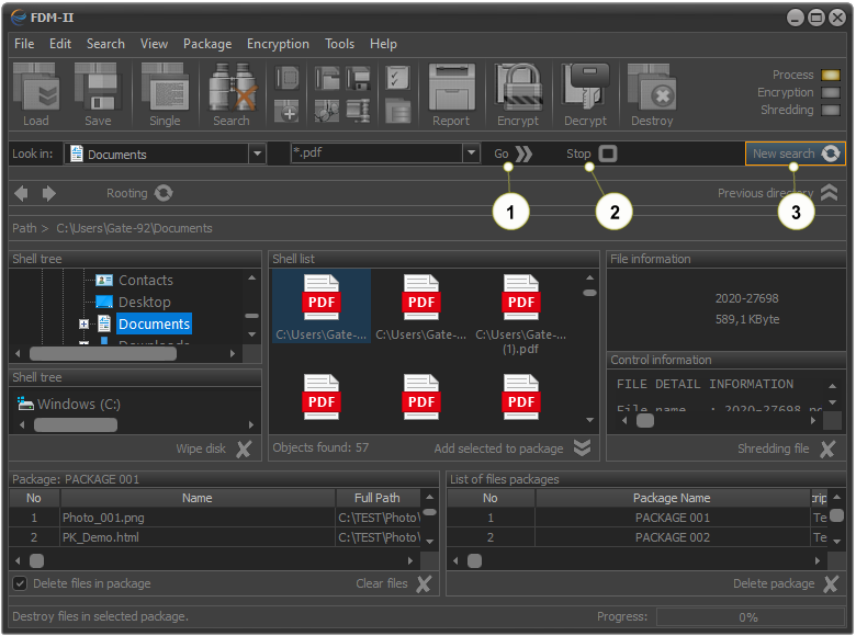 File Destroy Manager, FDM, control panel