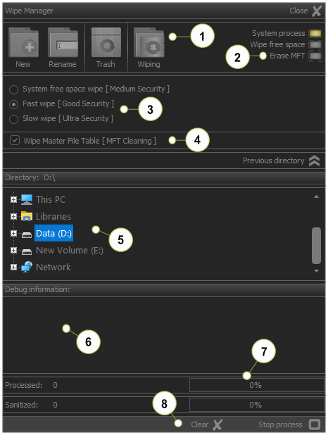 Wipe manager