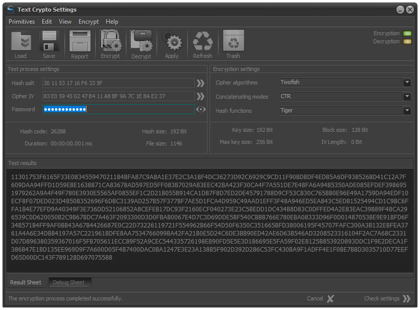 File crypto setting