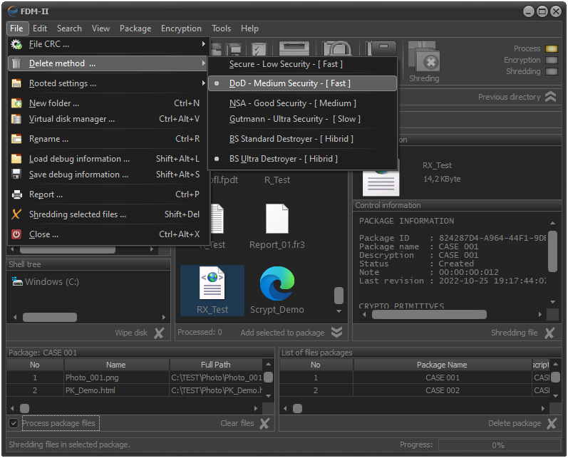 Crypto process control settings